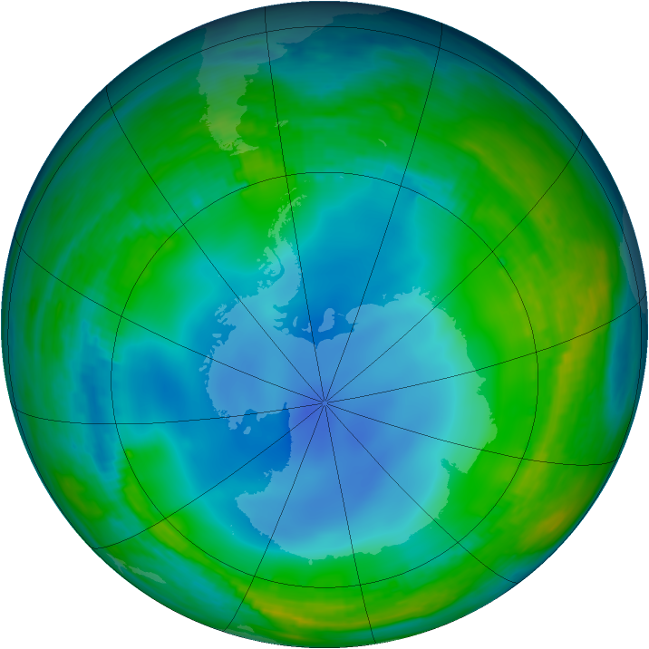 Antarctic ozone map for 17 June 1986